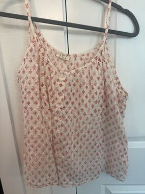 a.n.a Cream Spaghetti Strap Tank with Red Print